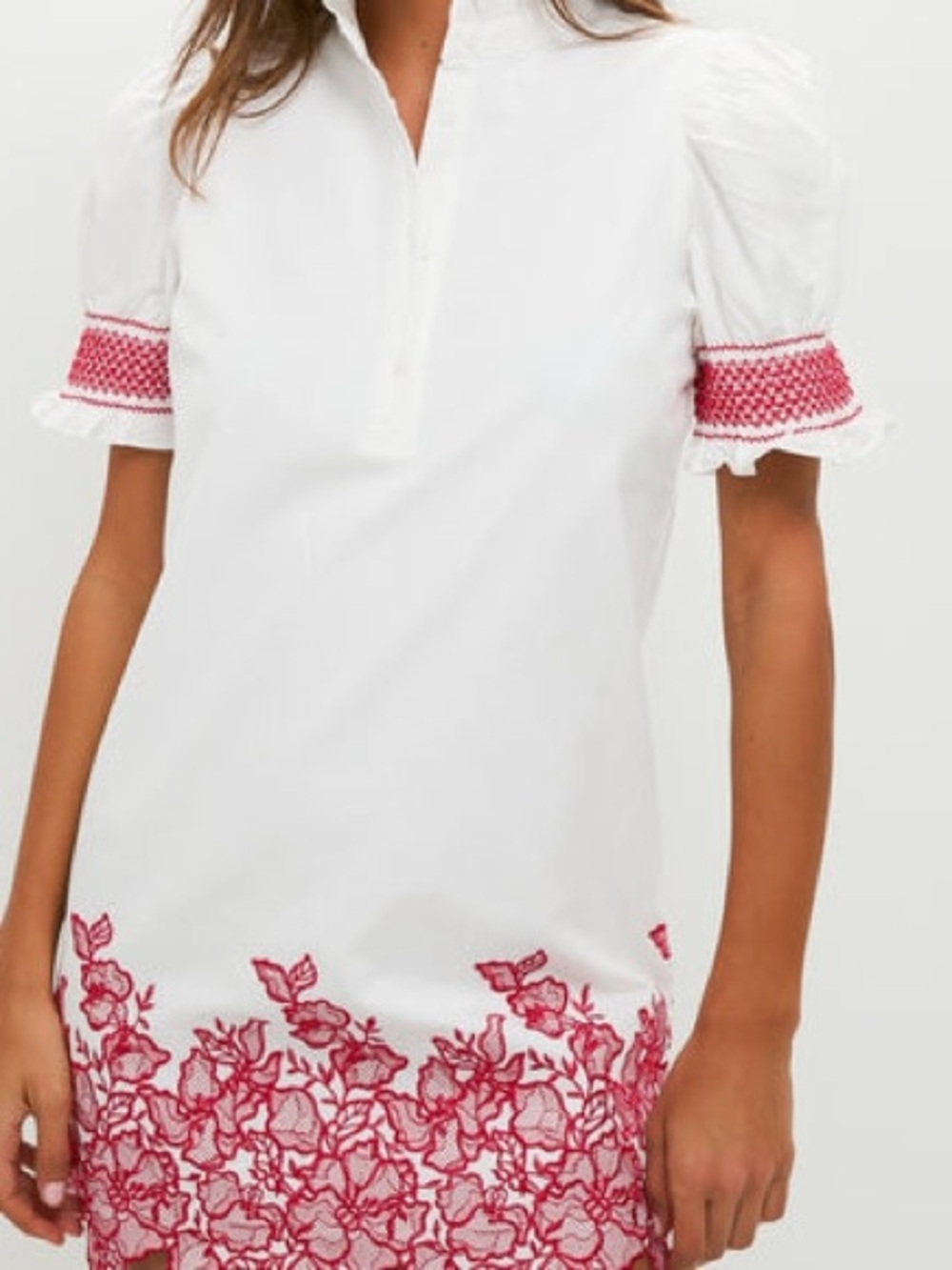 HYACINTH HOUSE White & Red Embroidery Eliza Mini Dress small - Picture 3 of 6